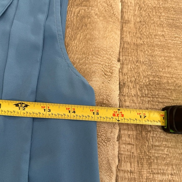 Ann Taylor Factory | Bow-Neck Sleeveless Blouse | S | Dusty Blue - Picture 3 of 16